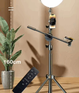 Fluent Vibez LED Video Lighting Kit 10″ Circle Ring Light with Adjustable Tripod Stand & Boom Arm for Phone & Camera.